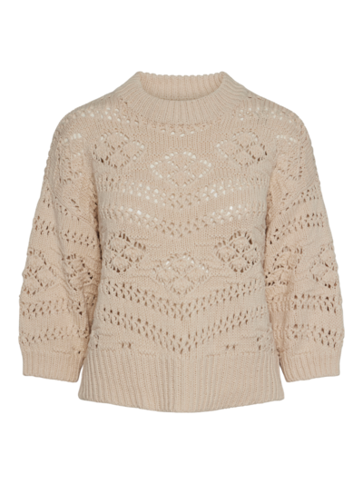 Pieces PCNIANA 3/4 O-NECK KNIT Birch 17151844