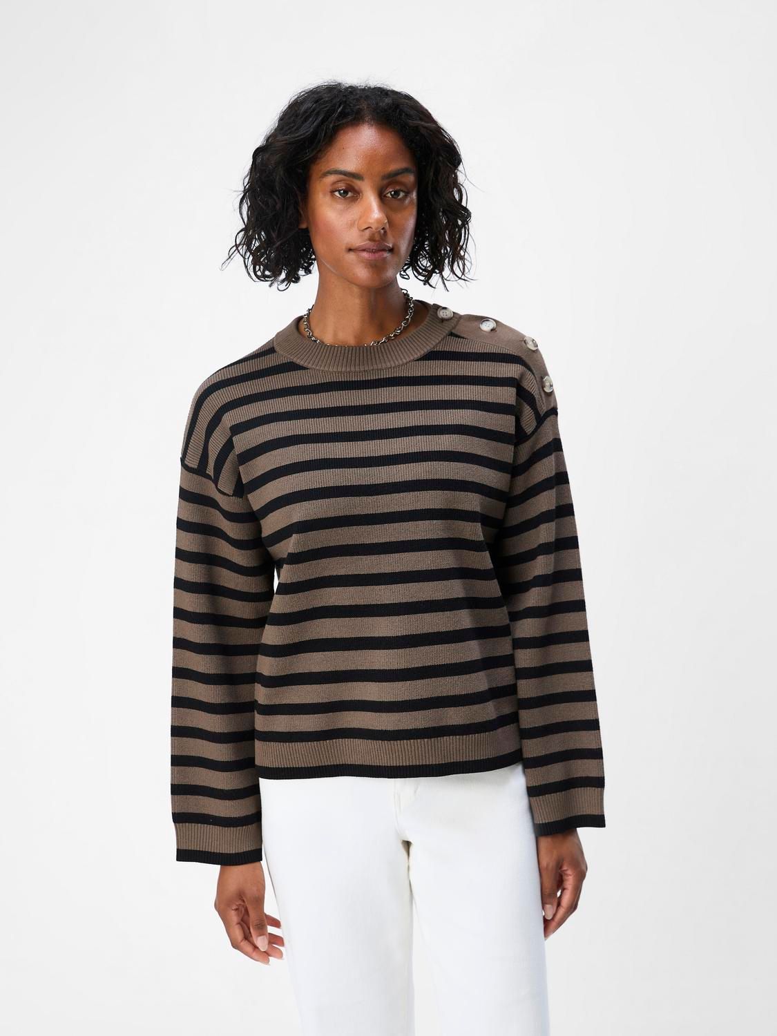 Object OBJELLY LO LS KNIT PULLOVER NOOS Morel/Black col 23044624