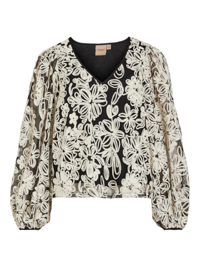 Vila VIKALA LS V-NECK TOP/ROU Meteorite/BIRCH 14099467