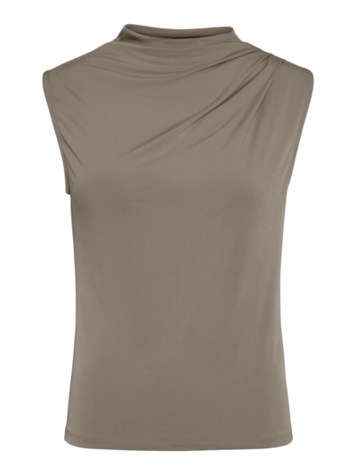 Pieces PCMADISON SL DRAPED TOP NOOS BC Taupe Gray 17151143