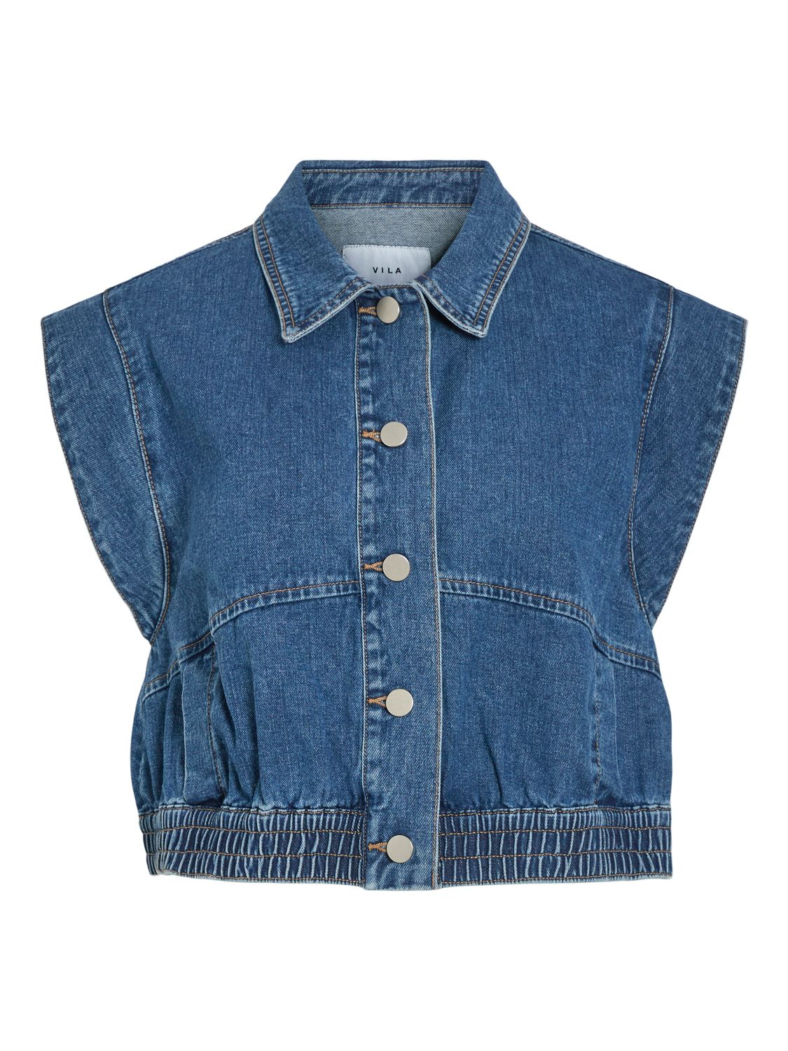 Vila VICA S/L DENIM VEST MBD Medium Blue Denim 14099688