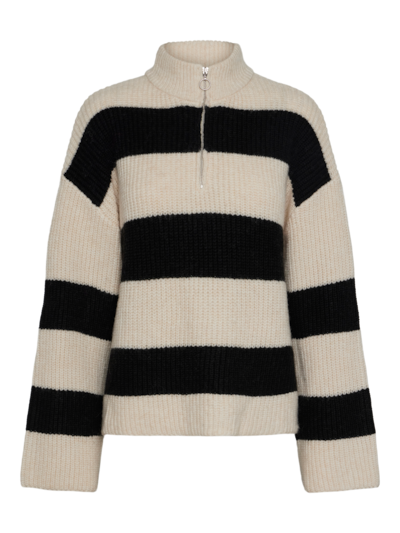 Pieces PCNALINI LS HALF ZIP KNIT BC Birch/Black 17151182