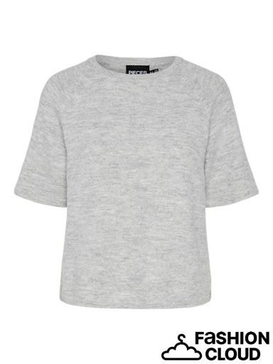 Pieces PCMIKELA SS O-NECK KNIT MM Silver Gray 17155078