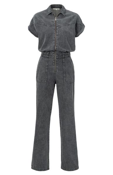 YaYa Denim jumpsuit with zipper and MEDIUM GREY DENIM 01-341014-408