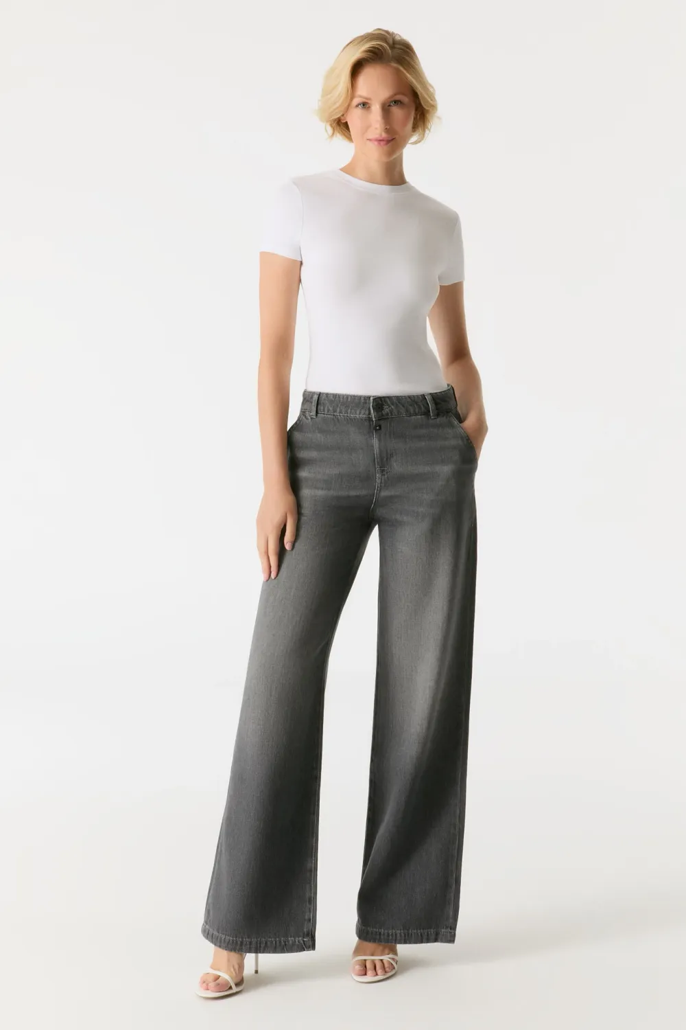 Cup Of Joe Denim wide leg chino Smoke grey Maxine
