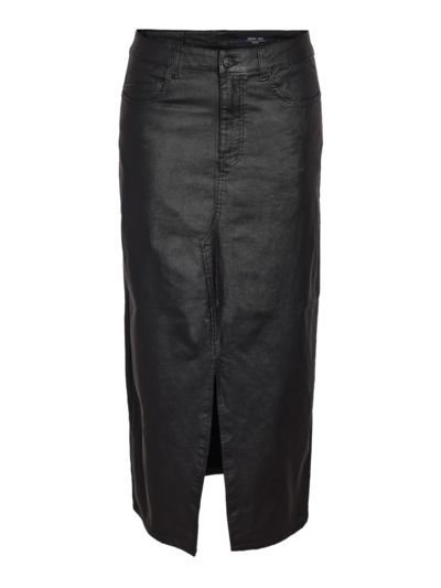 Noisy May NMKATH NW SLIT LONG SKIRT COATED BL: Black 27031002