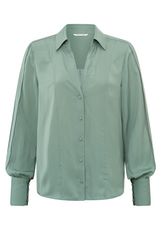 YaYa Blouse w. folded detail on slv JADE GREEN 01-201114-409