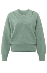 YaYa Deep v-neck sweater with top JADE GREEN 01-000381-409