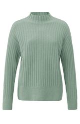YaYa Ribbed sweater with turtleneck JADE GREEN MELANGE 01-000122-409