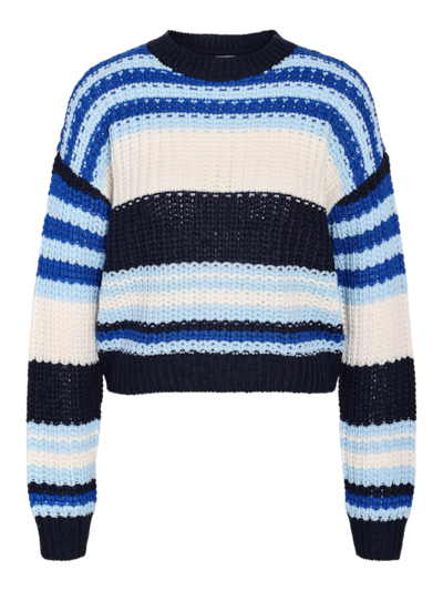 Noisy May NMCHARLIE L/S O-NECK STRIPE KNIT NO: Navy Blazer/CERULEAN 27020786