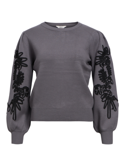 Object OBJJOANA L/S KNIT PULLOVER REP Magnet/Black tape 23040087