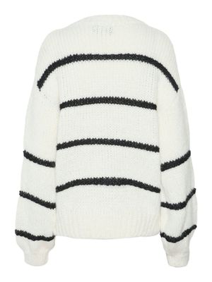 Pieces PCNAVINE LS O-NECK KNIT BC Cloud Dancer/Black 17151623
