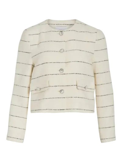 Vila VISAFRON L/S JACKET Cloud Dancer/BLACK 14107825