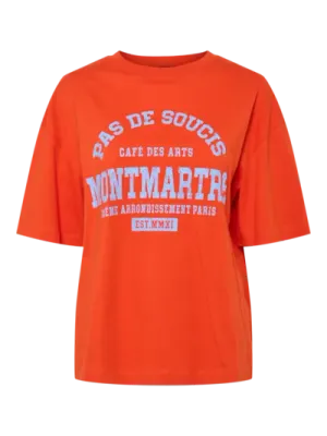 Pieces PCMAUDE SS PRINTED T-SHIRT PWP MM J: Tangerine Tango/Vist 17156961