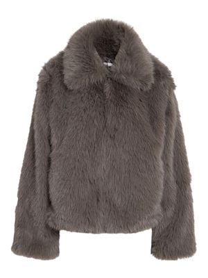 Noisy May NMEVIE L/S FUR JACKET Charcoal Gray 27031886