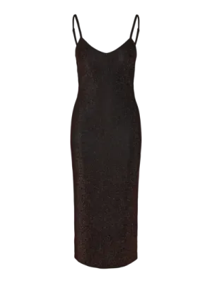 Noisy May NMMABELLE S/L LUREX MIDI DRESS JRS Black/COBBER LUREX 27031844