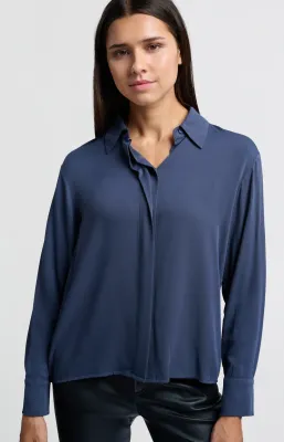 YaYa Cropped blouse Dark Blue Denim/CLEA 01-201123-410