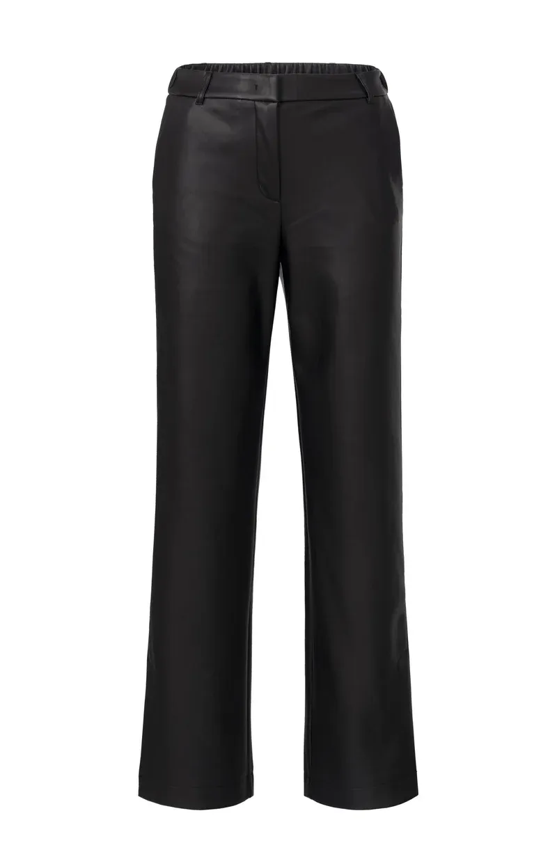 YaYa Faux leather wide leg trousers BLACK 01-309154-410