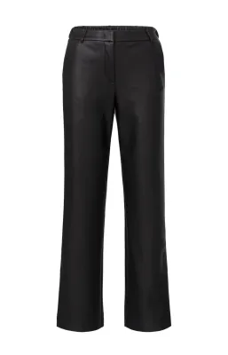 YaYa Faux leather wide leg trousers BLACK 01-309154-410