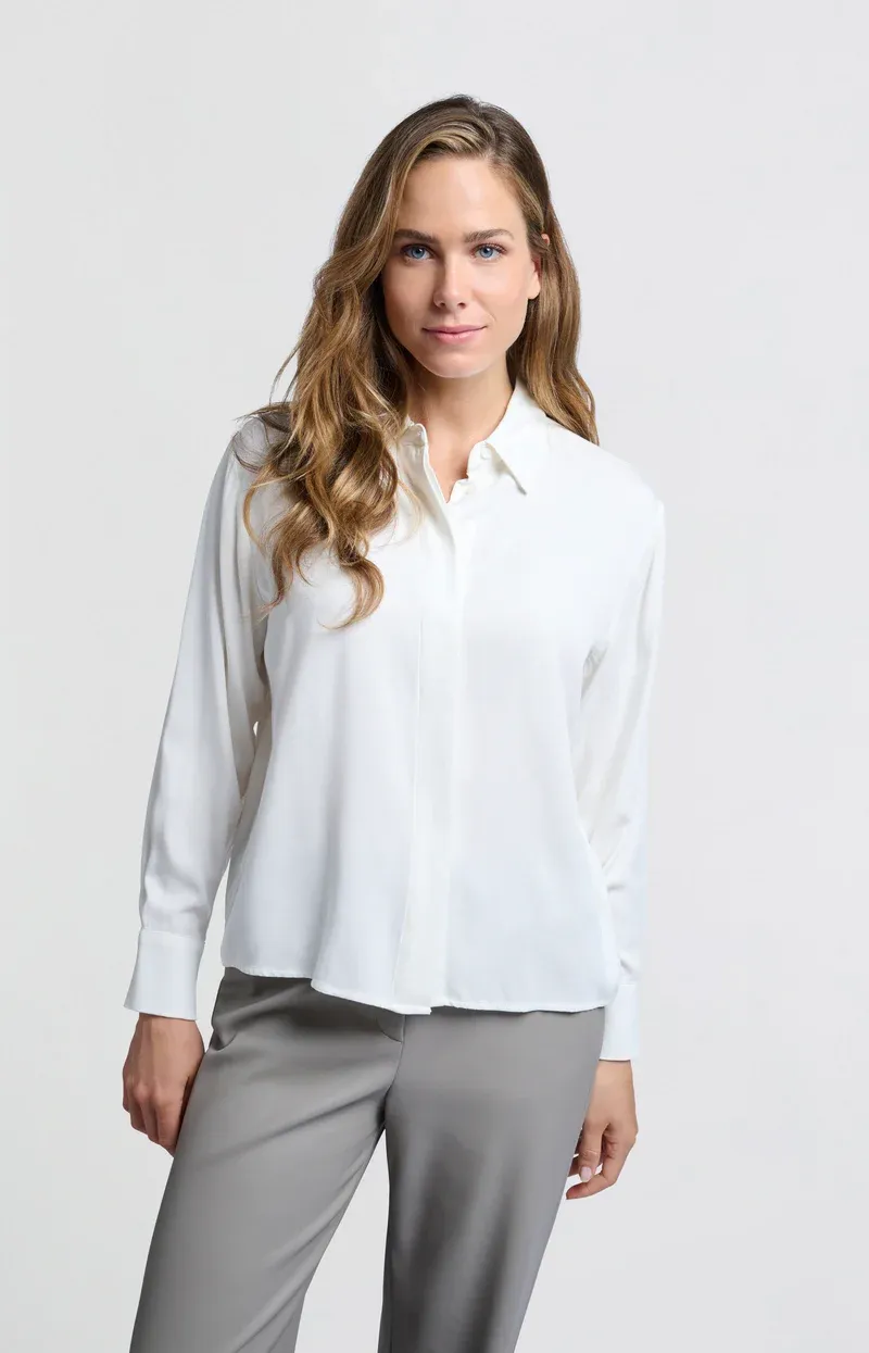 YaYa Cropped blouse PURE WHITE 01-201123-410