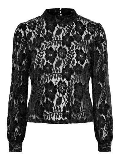 Pieces PCROSELYN LS T-NECK TOP Black 17153000