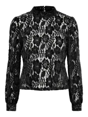 Pieces PCROSELYN LS T-NECK TOP Black 17153000