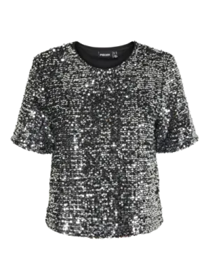 Pieces PCSERENA SEQUIN SS O-NECK TOP MM JR: 179276002 17150886