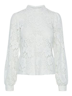 Pieces PCROSELYN LS T-NECK TOP Cloud Dancer 17153000