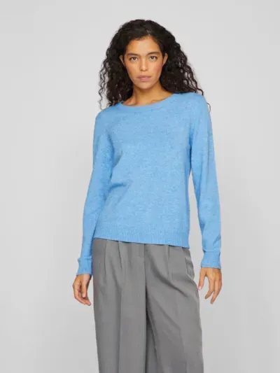 Vila VIRIL O-NECK L/S  KNIT TOP - NOOS Blissful Blue/LIGHT 14054177