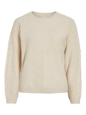 Vila VIERIN L/S O-NECK CABLE KNIT TOP/BF Birch 14100111
