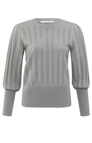 YaYa Lurex pointelle sweater LIGHT METAL GREY 01-000419-411