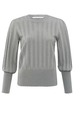 YaYa Lurex pointelle sweater LIGHT METAL GREY 01-000419-411