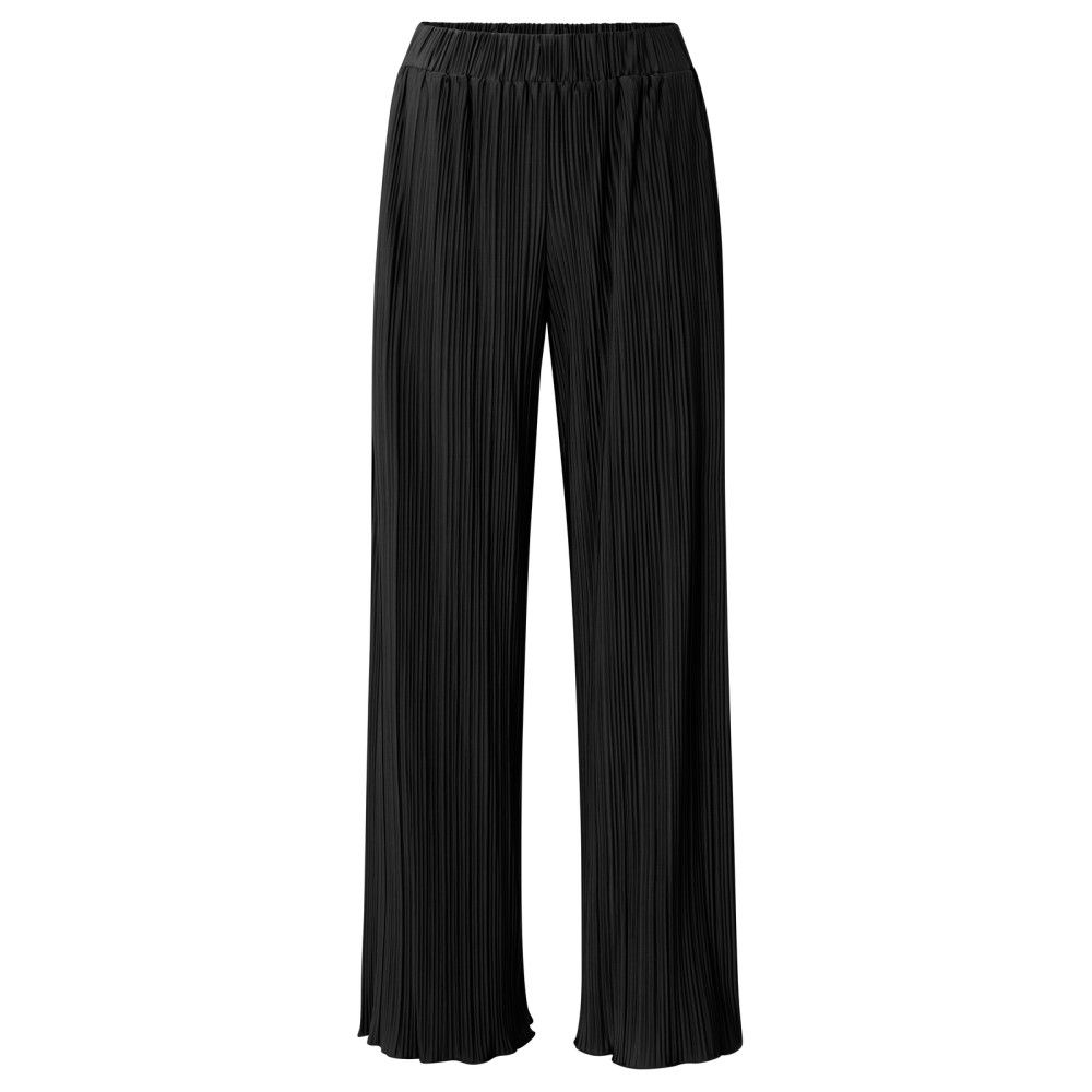 YaYa Jersey plisse wide leg trouser DARK METAL GREY 01-309164-411