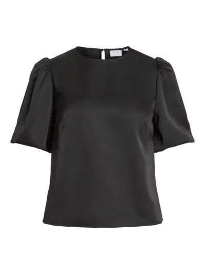 Vila VIELLETTE 2/4 SATIN PUFF TOP - NOOS Black 14107986