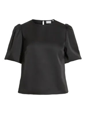 Vila VIELLETTE 2/4 SATIN PUFF TOP - NOOS Black 14107986