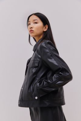 Vila VIPEN COATED L/S BRAID JACKET Black Beauty 14100273