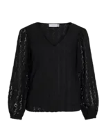 Vila VIFERYA V-NECK L/S TOP/R/BF Black Beauty 14099604