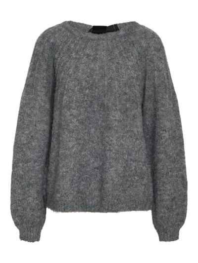 Noisy May NMSUTTON L/S OPEN BACK BOW KNIT FWD Dark Grey Melange 27034600