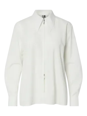Pieces PCNANCY LS ZIP SHIRT WVN D2D FSY Bright White 17160246
