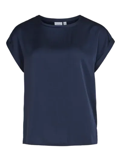 Vila VIELLETTE S/S SATIN TOP - NOOS Navy Blazer 14059563