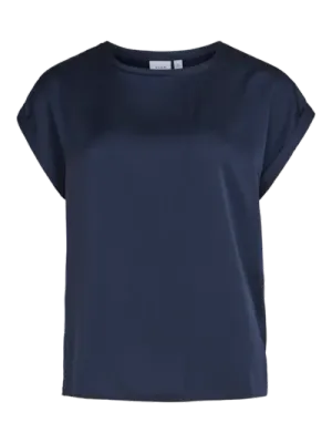 Vila VIELLETTE S/S SATIN TOP - NOOS Navy Blazer 14059563