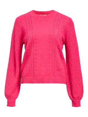 Object OBJINGE L/S RE O-NECK KNIT NOOS Raspberry Sorbet 23045726