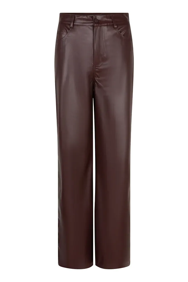 Ambika Lange leren broek Bordeaux Clarissa