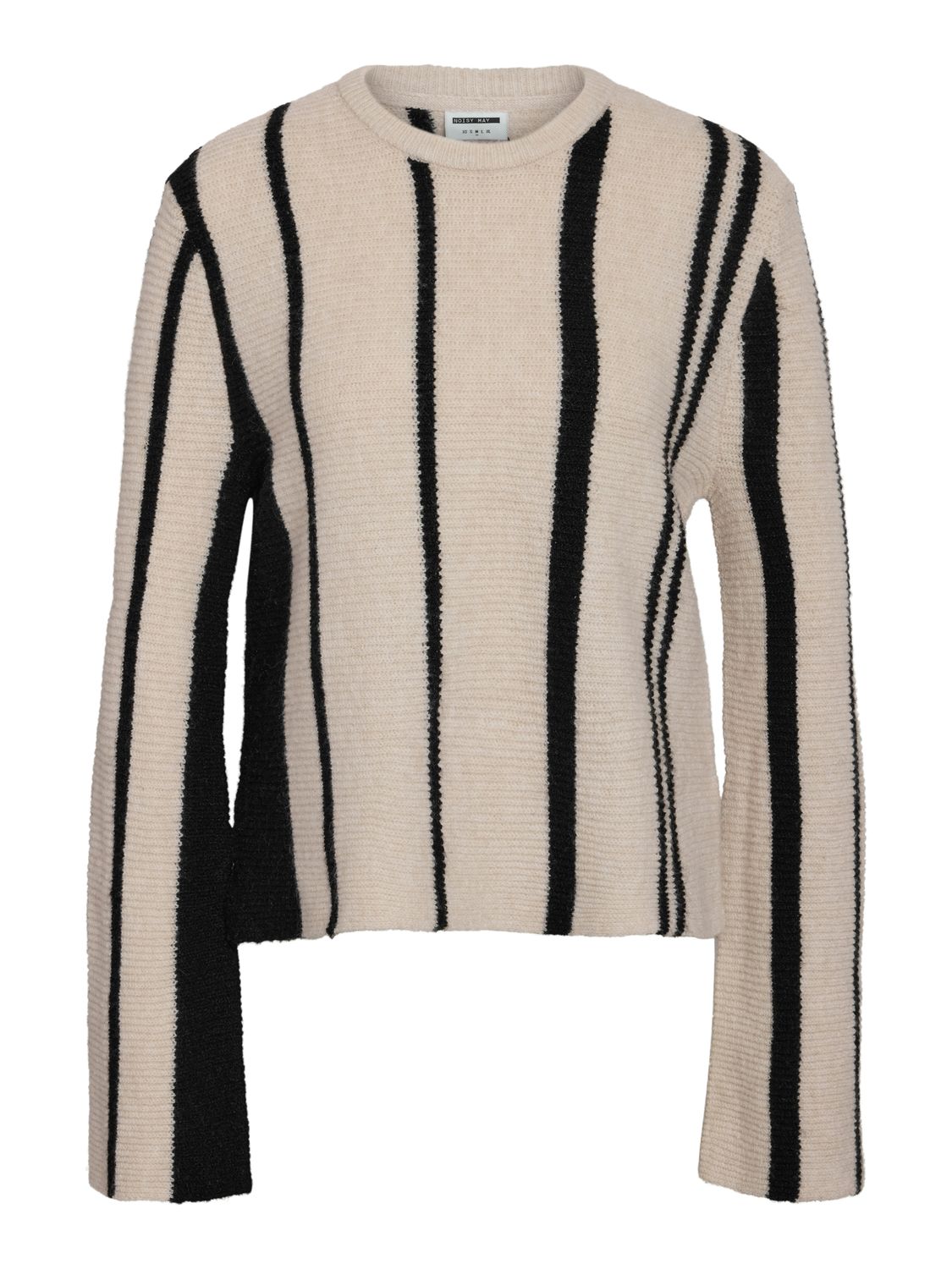 Noisy May NMADELLA L/S SLIT KNIT TOP FWD Birch/BLACK 27033753