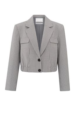 YaYa Woven checked short blazer jac FEATHER GREY DESSIN 01-501063-501