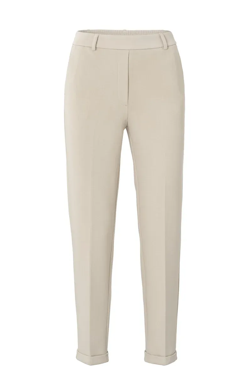 YaYa Scuba straight leg trousers SAND 01-309168-501