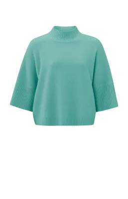 YaYa High neckline sweater with rib POOL BLUE 01-000437-501