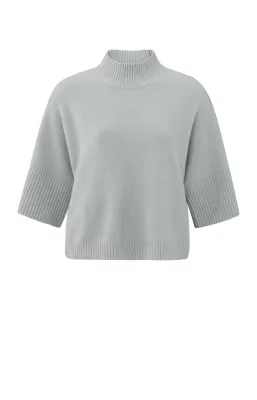 YaYa High neckline sweater with rib HARBOR MIST GREY 01-000437-501