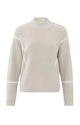 YaYa Sweater with stripes LIGHT SAND DESSIN 01-000433-501