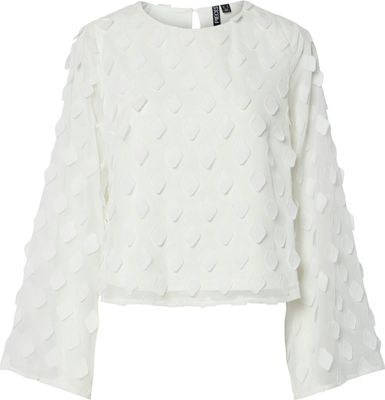 Pieces PCDIVAH LS O-NECK TOP WVN D2D Bright White 17160338